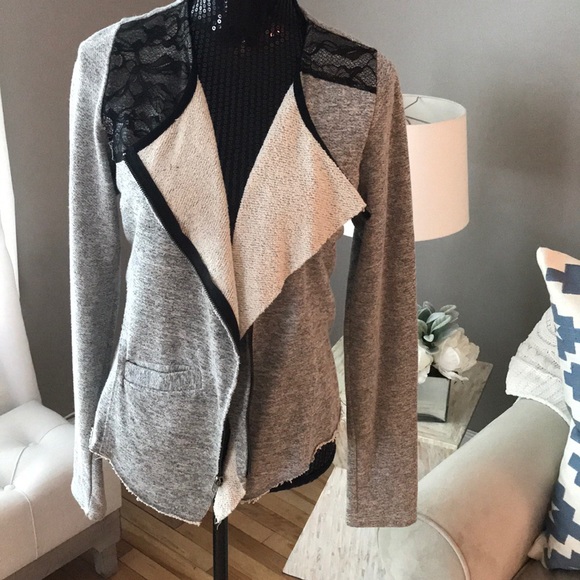 Dolan T-Shirt Grey Sweatshirt Moto Jacket Size Large - Picture 3 of 5